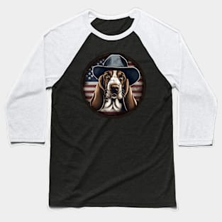 Patriotic Basset Hound Baseball T-Shirt